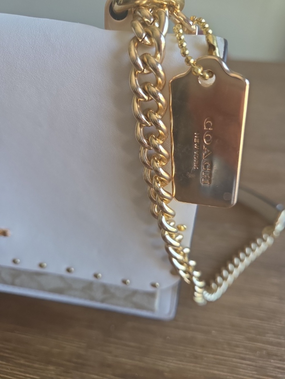 Coach Ivory and Signature Canvas Chain Crossbody with Gold Hardware - Picture 2 of 14